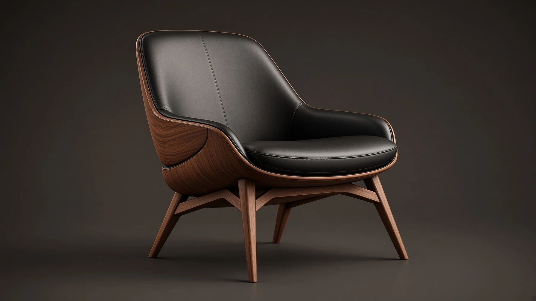 The finished render of the chair the pencil sketch describes