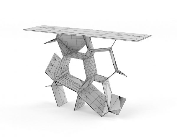 wireframe furniture rendering of the voronoi sofa table