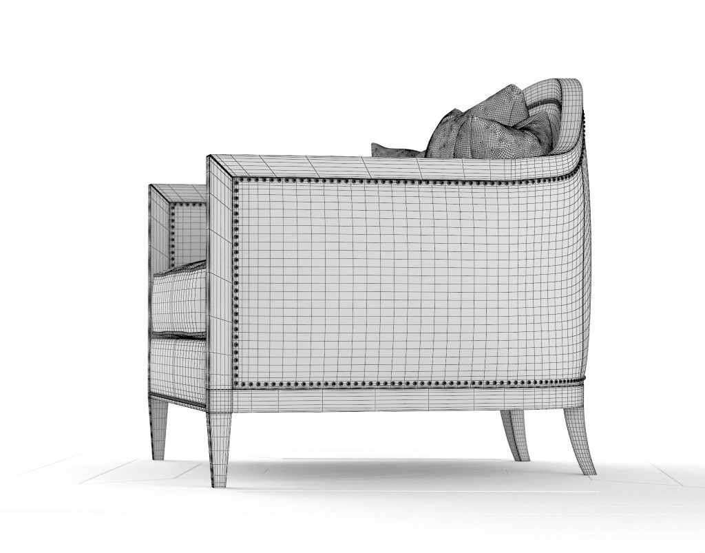 3D Modeling Wireframe Mollis Accent Chair RenderNode