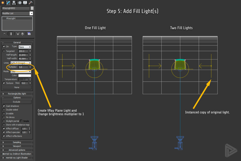 3ds max vray studio setup step 5 add fill lights