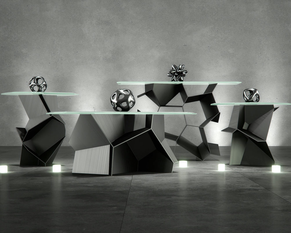 voronoi algorithmic occasional table collection furniture rendering